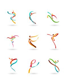 various colorful abstract sports icons on a white background