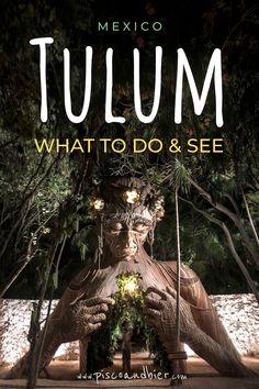 a statue with the words tulmm on it and an image of a man's face surrounded by trees