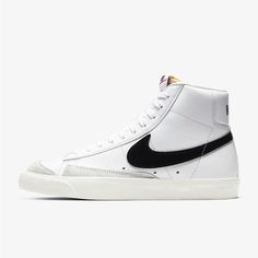 These Are In Perfect Condition, Practically Brand New. I Wore Once, They Were Just Too Narrow For Me. Styled For The ‘70s. Loved In The ‘80s. Classic In The ‘90s. Ready For The Future. The Nike Blazer Mid ’77 Delivers A Timeless Design That’s Easy To Wear. Its Unbelievably Crisp Leather Upper Breaks In Beautifully And Pairs With Bold Retro Branding And Luscious Suede Accents For A Premium Feel. Exposed Foam On The Tongue And A Special Midsole Finish Make It Look Like You’ve Just Pulled Them From Nike Blazer Mid 77 Women, Blazers Nike, Blazer Shoes, Blazer Mid 77 Vintage, Converse Nike, Nike Looks, Sport Nike, Nike High Tops, Basket Noir