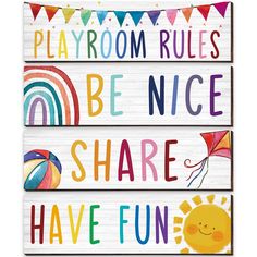 PRICES MAY VARY. Package quantity: the package contains 4 pieces of rainbow playroom wall decors, each piece measures approx. 40 x 13 x 0.5 cm/ 16 x 5 x 0.2 inches, the wood hanging playroom signs are sufficient for you to decorate your home, which can enhance the overall beauty of home decorations Long time application: these playroom rules wood signs are mainly made of wood, making the funny kids playroom wall decors are solid, not easy to deform, rot or break, offering you long time applicati Kids Playroom Wall Decor, Wall Decor Playroom, Rainbow Playroom, Small Playroom, Game Room Signs, Decor For Nursery, Playroom Rules, Playroom Signs, Boy Girl Bedroom