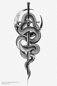 Snake And Dagger Tattoo, Knife Tattoo, Snake Tattoo Design, Flower Tattoo Arm, Back Tattoos For Guys, Dagger Tattoo, Spine Tattoos, Snake Tattoo, Fake Tattoos