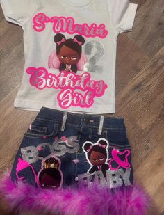 Kids Overalls Fit Each outfit is unique and made to order and includes a matching custom shirt as well. Overalls Fit, Kids Overalls, Girl 2nd Birthday, Jeans Kids, Custom Shirt, Jeans Rock, Clothing Sets, Jean Skirt, Kids Clothing