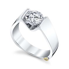 White Gold | Blissful-engagement-ring Tension Set Engagement Rings, Modern Diamond Rings, Mens Ring Designs, Ring Jewellery Design, Diamond Rings Design, Diamond Jewelry Designs, Cushion Cut Diamonds, Solitaire Diamond, Channel Set