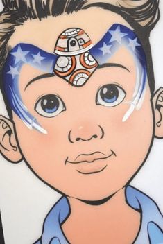 a drawing of a boy with his face painted to look like a star wars character