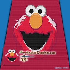 an image of the face of elmo from sesame's big bird cross stitch pattern