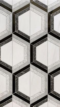 an abstract marble pattern with black and white hexagonals