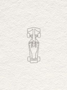 a drawing of a race car on white paper with the line drawn to it's side