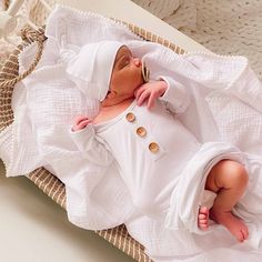 Solid White Bamboo Baby Knot Gown & Hat | Caden Lane Fitted White Onesie For Bedtime, White Onesie For Baptism In Spring, White Long Sleeve Onesie For Baptism, Gown Details, Newborn Swaddle Blanket, Caden Lane, Personalized Swaddle Blanket, Personalized Swaddle, Baby Pic