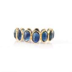 18K Yellow Gold Blue Sapphire Eternity Band - VR Jewels Gold Ring With Blue Sapphire, Blue Sapphire Eternity Band, Sapphire Eternity Band, Heritage Jewellery, Stackable Bands, Eternity Band Ring, Unique Gemstones, Anniversary Bands, Eternity Band