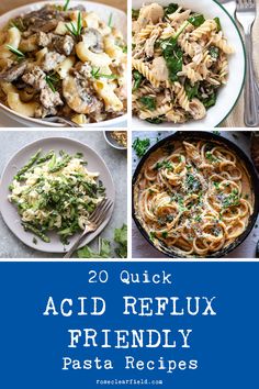 20 easy pasta recipes for acid reflux sufferers! Lightened-up versions of classic pasta dishes that won't trigger GERD symptoms. Includes a FREE printable acid reflux foods reference sheet! #acidreflux #GERD #pastarecipes Recipes For Acid Reflux, Acid Reflux Foods, Reflux Diet Recipes, Gerd Diet Recipes, Acid Reflux Friendly Recipes, Gerd Friendly Recipes, Acid Reflux Diet Meals, Gerd Friendly, Gerd Recipes