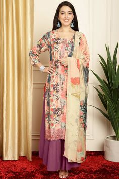 Product Features: Color: Multi Fabric: Muslin Work: Digital Printed Neckline: Round Occasion: Party Wear Product Type: Salwar Suit Disclaimer: There will be slight difference in digital to actual image Printed Salwar Suit, Different Sleeves Style, Cotton Palazzo Pants, Plazzo Suits, Straight Cut Pants, Pakistani Suit, Salwar Suits Online, Back Neck Designs, Utsav Fashion