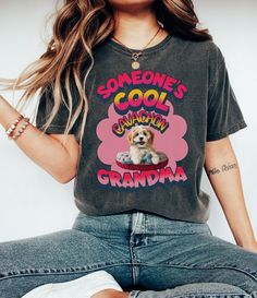 This Cavachon Comfort Colors Garment-dyed T-Shirt  Someone's Cool Cavachon Grandma Funny Coffee T- shirt Is the perfect Gift for Grandmother Birthday, Grandmother Christmas, Or Mother's Day. Breed is a mix of a Cavalier King Charles Spaniel, and a Bichon Frise  Comfort Colors introduces the "Comfort Colors 1717" garment-dyed t-shirt; a fully customizable tee made 100% with ring-spun cotton. The soft-washed, garment-dyed fabric brings extra coziness to your wardrobe while the relaxed fit makes it Acid Wash Short Sleeve Top With Funny Print, Tie Dye Crew Neck T-shirt With Funny Print, Vintage Tie Dye Washed T-shirt, Vintage Washed Tie-dye T-shirt, Vintage Tie Dye Top With Screen Print, Vintage Tie-dye Top With Screen Print, Funny Print Tie Dye Cotton Tops, Tie Dye Funny Print T-shirt With Crew Neck, Tie Dye Short Sleeve T-shirt With Funny Print