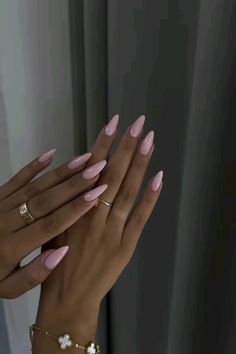 Milk Gel Nails, Light Pink Acrylics Almond, Soft Pink Nails Acrylic, Pearl Pink Acrylic Nails Almond, Almond Nails Milky Pink, Nail Almond, Ballet Pink Nails, Baby Pink Long Nails, Milky Pink Almond Nails Chrome