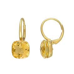 You'll sparkle radiantly from every angle when you pair these Stella Grace citrine earrings with your wardrobe. You'll sparkle radiantly from every angle when you pair these Stella Grace citrine earrings with your wardrobe. Metal: 14k gold Closures: leverback Packaging: boxed Finish: polished Length: 14 mmSTONE DETAILS Stone type: citrine Total weight: 8 ct. Center stone size: 10 mm x 10 mm Shape: cushion cut Gemstones may have been treated to enhance their appearance. Special care may be requir Yellow 14k Gold Fine Jewelry Earrings, Yellow Briolette Earrings For Formal Occasions, Luxury Yellow Gold Citrine Earrings, Yellow Gold Briolette Citrine Earrings, Yellow Citrine Earrings With Prong Setting, Yellow 14k Gold Fine Earrings, Elegant Cushion Cut Yellow Gold Earrings, Yellow Gold Citrine Gemstone Earrings, Yellow Citrine Earrings For Formal Occasions