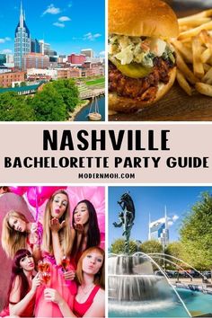 nashville bachelor party guide with pictures and text overlay