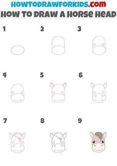 how to draw a horse head with step by step instructions for kids and beginners