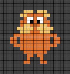 an orange and black pixellated image of a character from the game pac - man