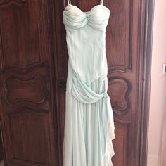 Gorgeous Silk Chiffon Acqua Evening Dress Size 4-6. Custom Made By Los Angeles Designer. Style Is Christian Dior. Long Runway Dresses, Runway Dresses Couture, Sorority Formal Dresses, Sorority Formal Dress, Drop Waist Gown, Custom Made Dresses, 80s Prom Dress, Kate Dress, Couture Design