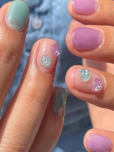 Short Korean Nail Art, Summer Korean Nails, Summer Manicure Ideas Short Nails, Korean Nail Art Short Nails, Korean Summer Nails, Korean Nails Short, Best Summer Nail Designs, Korean Nail Designs, Shiny Nails Designs