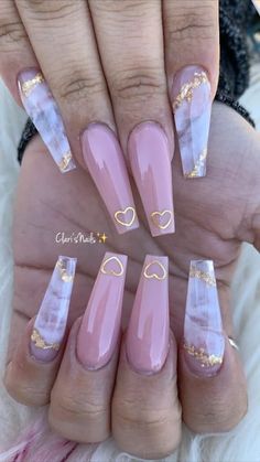 Pink Marble Coffin Acrylic Nails, Rose Gold And White Nails Acrylic, Gelx Apres Nail Designs Coffin, Marble Rose Gold Nails, Purple Quartz Nails, Marble Nail Designs Coffin, Birthday Nails Marble, Pink Marmor Nails, Unique Pink Nails