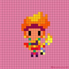 Amber Brawl Stars, Pixel Art Characters, Pix Art, Hama Beads Patterns, Diy Perler Beads, Iron Beads, Pixel Art Pattern