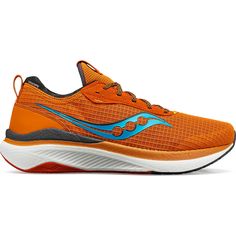 Orange Cushioned Trail Running Shoes, Breathable Running Shoes With Secure Fit For Jogging, Orange Sneakers With Air Cushioning For Running, Orange Trail Running Shoes With Cushioned Footbed, Orange Running Shoes With Cushioned Footbed For Marathon, Orange Cushioned Running Shoes For Marathon, Functional Orange Running Shoes For Marathon, Orange Athleisure Running Shoes For Jogging, Orange Athleisure Running Shoes For Sports