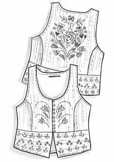 two vests with flowers and leaves on them