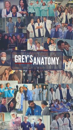 grey's anatomy collage with images of doctors, nurses and other medical staff