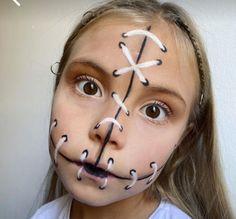 Children Halloween Makeup, Kids Halloween Makeup Ideas, Cross Face Paint, Easy Face Painting Halloween, Halloween Face Paint Ideas For Kids, Unique Halloween Makeup Creative, Fall Facepainting Ideas, Face Paint Costume Ideas, Facepainting Ideas Halloween