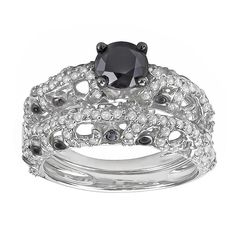 a black and white diamond ring set