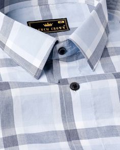 Take your casual wear game a notch up with this windowpane checkered shirt from French Crown. The core elements include button-through closure, classy spread collar, and full sleeves. This shirt is crafted using a premium quality fabric to lend you a confident look that stays amazingly fresh and breathable all day long. Fused collar and cuffs, collar stand and flat felled side seams provide structure and stability to all our shirts. 100 % Premium Giza Cotton: Long staple, smother, resistant to p Luxury Flannel Work Shirt, Luxury Classic Button-up Flannel Shirt, Blue Geometric Pattern Collared Shirt, Luxury Cotton Button-up Flannel Shirt, Luxury Men's Button-up Flannel Shirt, Cotton Shirts For Men, Checkered Shirt, Blue Check, Full Sleeves