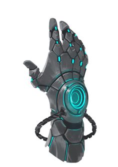 a futuristic hand that has glowing blue lights on it