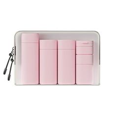 four pink lighters in a white case