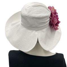 HANDMADE IN THE USAA hat isn't just about fashion, though the bespoke hats found here at Boston Millinery are the height of vintage style, it's about how you feel.It's about finding that finishing touch that make the corners of your lips uptick into a smile that shares your confidence and creativity.Our signature design, and original from Boston Millinery © Handmade by Artist in the USAThis lovely linen wide brim hat makes an awesome statement hat, perfect for the Kentucky Derby. Perfect for a s Curved Brim Sun Hat For The Kentucky Derby, Curved Brim Hat For Kentucky Derby, Kentucky Derby Hat With Curved Brim, Adjustable Wide Brim Spring Bonnet, Kentucky Derby Brimmed Mini Hat, Fitted Summer Bonnet With Curved Brim, Adjustable Cloche Hat For Royal Ascot With Curved Brim, Spring Wide Brim Bonnet One Size, Adjustable Short Brim Bucket Hat For Kentucky Derby