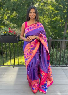 Pre-stitched soft silk Paithani silk saree with sleeveless blouse, and detached sleeves P.S. No underskirt (petticoat), fall, or pico needed Details: Fabric: Paithani Silk Care: Dry Clean Only Included in purchase: Pre-stitched Saree, Blouse Shipping: United States Standard Shipping: 2-3 Business DaysCanada Standard Shipping: 6-10 Business Days Worldwide Standard Shipping: 9-21 Business Days Note: Due to COVID, shipping may take longer than stated above based on your country restrictions Returns Purple Paithani Saree, Saree With Sleeveless Blouse, Marathi Saree, Plain Sarees, Paithani Silk Saree, Detached Sleeves, Stitched Saree, Saree And Blouse, Paithani Saree