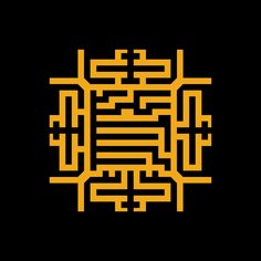 an image of the chinese character's name in yellow and black on a black background