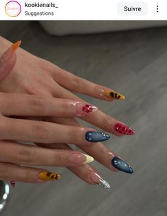 Fall Funky Nails, Funky Fall Nails, Funky Nail Designs, Manicure Nail Designs, Simple Nail Designs, Dream Nails, Funky Nails, Pretty Acrylic Nails, Chic Nails