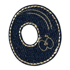 a blue and white rug with gold trimmings on the bottom, in an oval shape