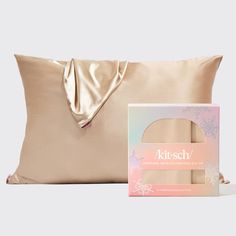 Drift off into the Kitsch Beauty Wonderland with this satin pillowcase gift set Silky-soft satin is gentle on hair, skin, eyelashes & eyebrows Helps tame frizz & reduce breakage while sleeping WHY YOU’LL LOVE THIS -Good-for-your-skin satin may help reduce breakouts, minimize the look of wrinkles & keep skin feeling hydrated -Frictionless, lightweight material is comfortable & stays cool all night 600 Thread-Count Includes 2 queen/standard size pillowcases (26”x19”) with invisible zip closure -OE Acne Help, Satin Pillow, Satin Pillowcase, Happy Hair, Silk Pillow, Frizz Free, Silk Pillowcase, Best Pillow, Ulta Beauty