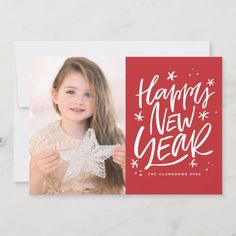 Festive Red Happy New Year Lettering Photo for $2.42 - New Years Cards Happy New Year Lettering, New Year Lettering, Snow Pattern, Happy New Year Cards, New Year Photos, New Year Greetings, New Year Wishes