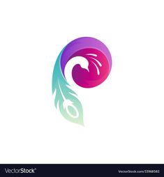 abstract logo design with colorful swirls and leaves in the shape of a letter p