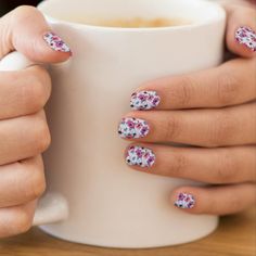 Stickers Pour Ongles Motif de fleurs de couleur d'élégance sur le bleuongles stylés Manicure Set, Print Patterns, Manicure, Create Your Own, Pattern