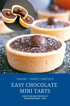 easy chocolate mini tarts with text overlay