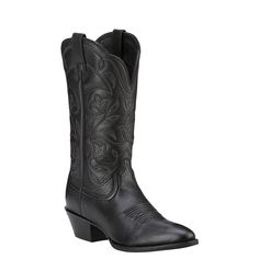 Ariat Women's Heritage Western R Toe Black Cowgirl Boots - VaqueroBoots.com - 1 Boots Vaqueras, Cowgirl Boots Black, Mexican Boots, Womens Ariat Boots, Black Cowgirl Boots, Cowgirl Look, Black Cowgirl, Womens Cowgirl Boots, Leather Cowgirl Boots