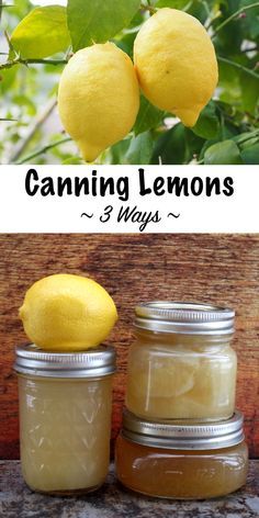 two jars filled with lemons sitting next to each other