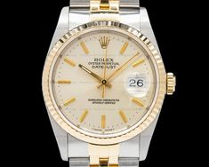 Rolex Datejust Silver Dial 18K/SS Jubilee Circa 1989 #Rolex #DatejustSilverDial #Horology #Rolex16233 Rolex Datejust, Omega Watch, Silver