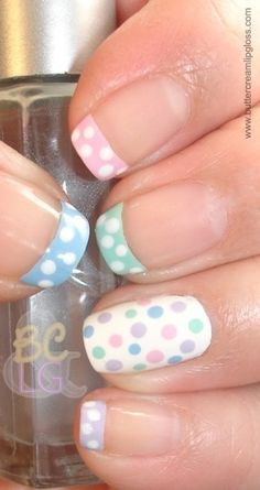 Spring nails Easter Themed Nails, Polka Dot Nail Art, Unghie Nail Art, Easter Nail Art, Dot Nail Art, Polka Dot Nails, Dots Nails, Nails Polish, Spring Nail Art