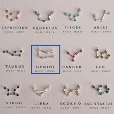 the zodiac signs are arranged in different colors and sizes, including one for each zodiac sign