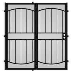 an iron gate with three sections on each side