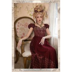 A lace-up dress that will make you look like a beautiful queen from the imperial era. The waist is high and the skirt is decorated with sheer chiffon. An elegant design that is loved over time. Try creating an elegant and glamorous atmosphere. 
 
 

 

 
 
 Color 
 
 Off white 
 wine red 
 Black 
 
 
 Size 
 
 XS size 
 
 Length: 129cm 
 Skirt length: 95cm 
 Bust: 84-89cm 
 Waist: 65-70cm 
 Sleeve length: 18cm 
 
 S size 
 
 
 Length: 130cm 
 Skirt length: 95cm 
 Bust: 89-94cm 
 Waist: 70-75cm Elegant Floor-length Victorian Dress For Costume Party, Vintage Fitted Dress For Banquet, Red Fitted Victorian Dress For Party, Lace Corset Dress With Fitted Bodice For Banquet, Regency Style Overbust Dress For Costume Party, Vintage Overbust Fancy Dress, Vintage Overbust Dress For Fancy Dress, Banquet Floor-length Corset Dress With Boned Bodice, Elegant Red Ball Gown For Costume Party